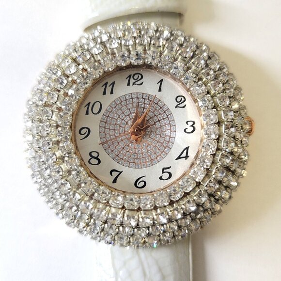 White Crystal Fashion Watch with White Band - NEW WITH TAGS - Picture 1 of 12